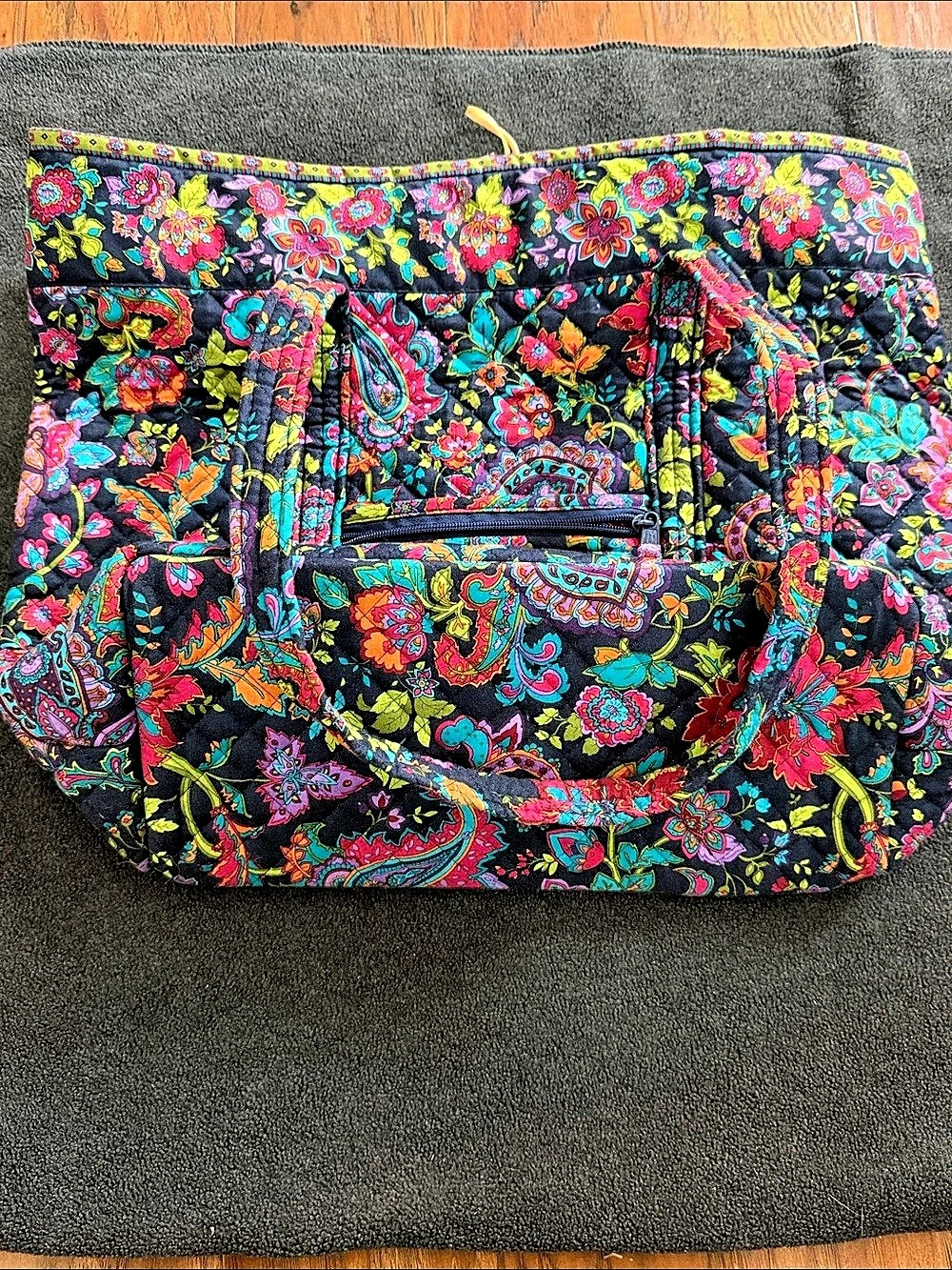 Vera Bradley Java Blue Tote Floral Black & Multicolor